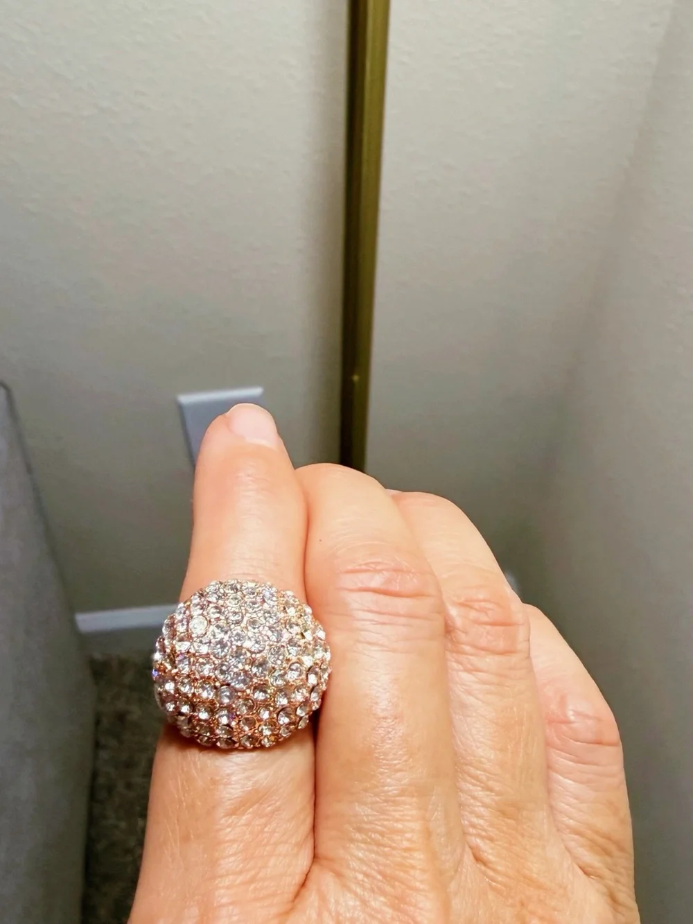 Thalia Sodi Rose Gold Pave Dome Ring with Clear Crystals
